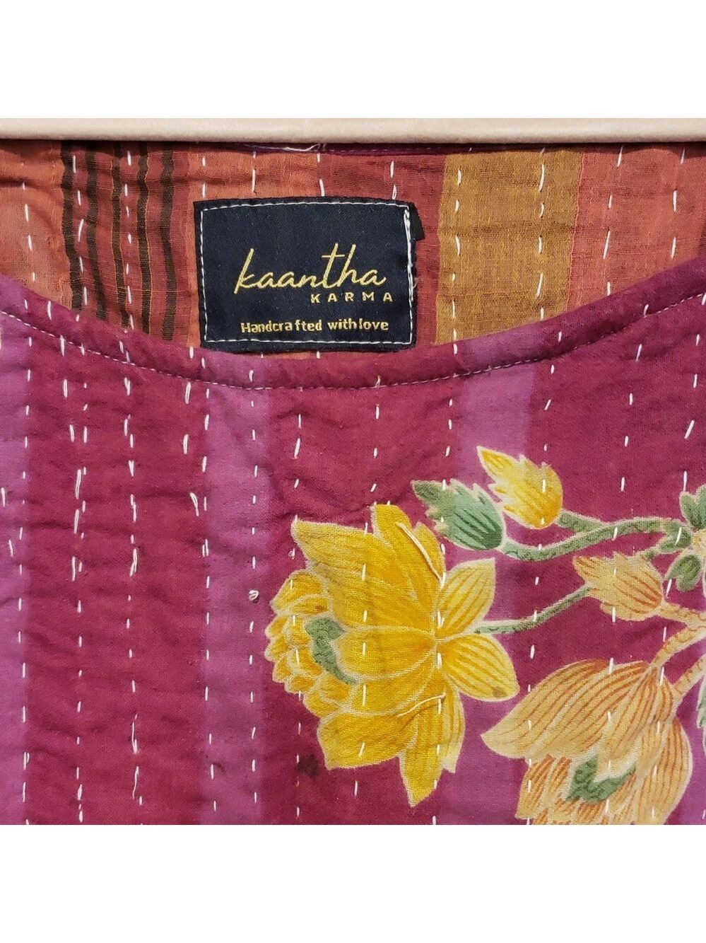 Floral Kantha Babydoll Style Patchwork Dress - Picture 8 of 10